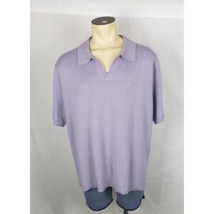 The Commons Mens XXL 100% Cashmere Short Sleeve Polo Sweater Purple Ash Spring